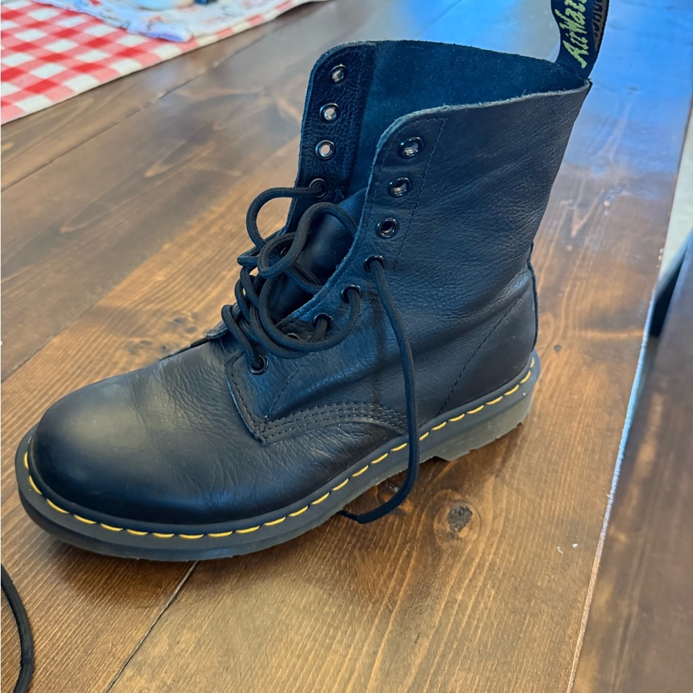 Dr. Martens Black Boots with Yellow Stitching
